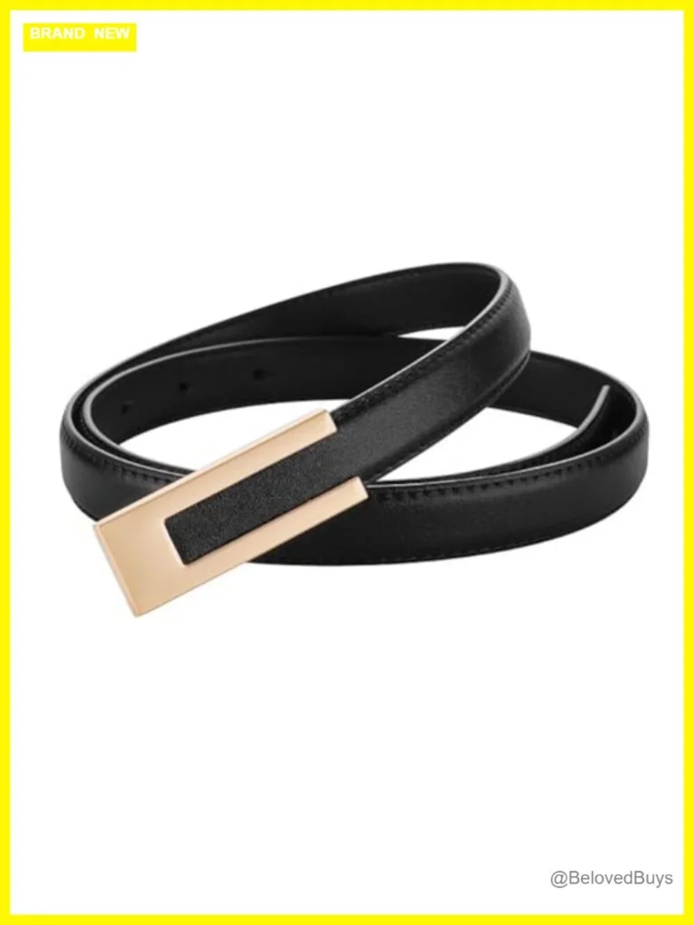 Women Leather Belt Skinny Waist Belt Gold Buckle Dress Pants